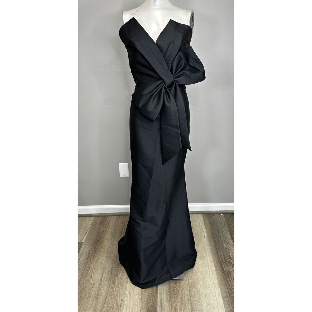 NWT Badgley Mischka Strapless Oversized Bow Evening Gown Black Size 4 $725 - Picture 3 of 9
